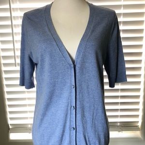 New York & Co Women’s Short Sleeve Button Up V Neck Sweater NWOT